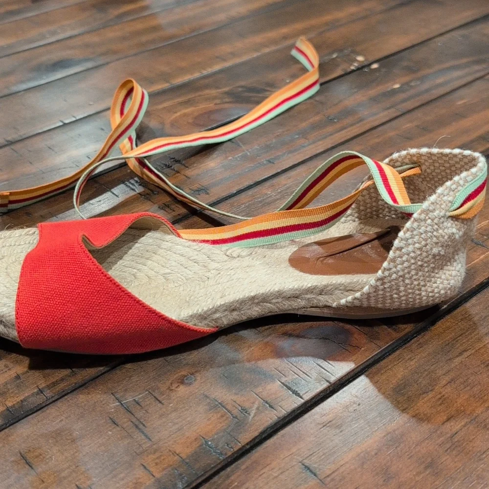 Castaner Open Toe Flat Lace Up Espadrilles